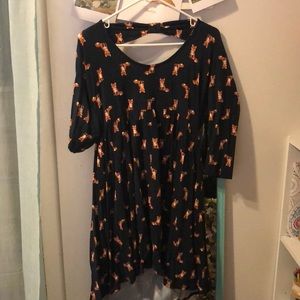 Navy blue skater dress with fox design back cutout